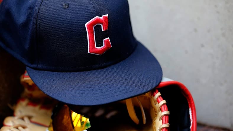 A ball cap sports the new Cleveland Guardians logo in the third inning of the MLB Inter-league game between the Cincinnati Reds and the Cleveland Guardians at Great American Ball Park in downtown Cincinnati on Tuesday, April 12, 2022. The Guardians won 10-5 in the Reds home-opening game.
Cleveland Guardians At Cincinnati Reds Home Opener