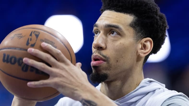 May 12, 2022; Philadelphia, Pennsylvania, USA; Philadelphia 76ers forward Danny Green warms up before action against the Miami Heat in game six of the second round of the 2022 NBA playoffs at Wells Fargo Center. Mandatory Credit: Bill Streicher-USA TODAY Sports