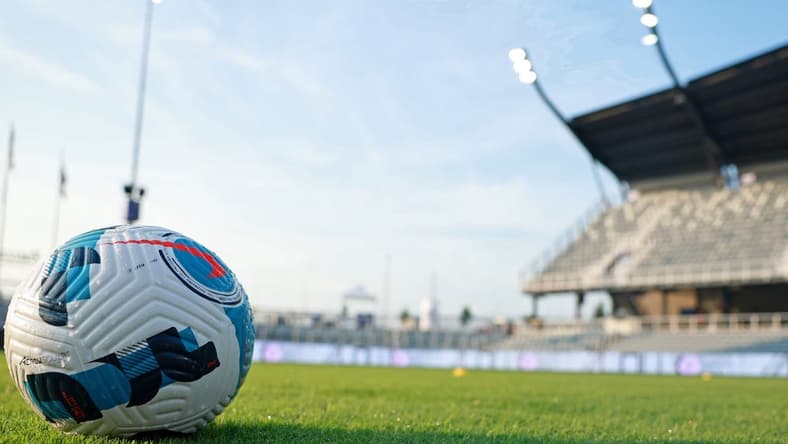 Sep 16, 2022; Louisville, Kentucky, USA; A detail view of a soccer ball before the game between Racing Louisville FC and the Orlando Pride at Lynn Family Stadium. Mandatory Credit: EM Dash-USA TODAY Sports