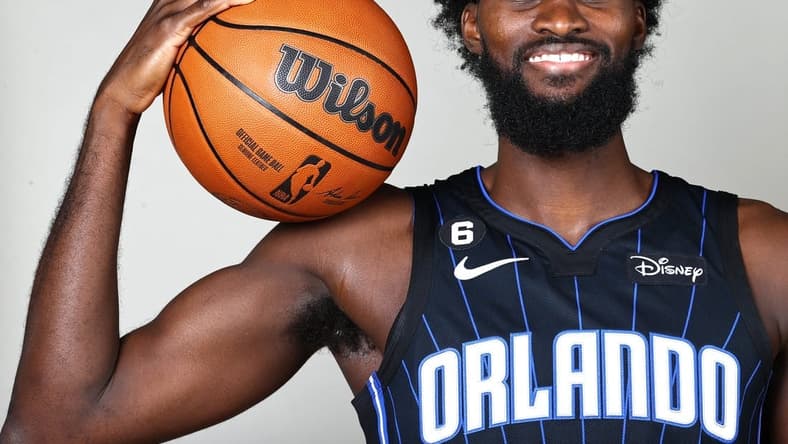 Sep 26, 2022; Orlando, FL, USA; Orlando Magic forward Jonathan Isaac (1) poses for a photo during Media Day at AdventHealth Training Center. Mandatory Credit: Kim Klement-USA TODAY Sports