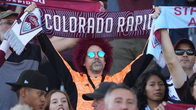 Oct 1, 2022; Commerce City, Colorado, USA; General view of Colorado Rapids fans before the match against the FC Dallas at Dick's Sporting Goods Park. Mandatory Credit: Ron Chenoy-USA TODAY Sports