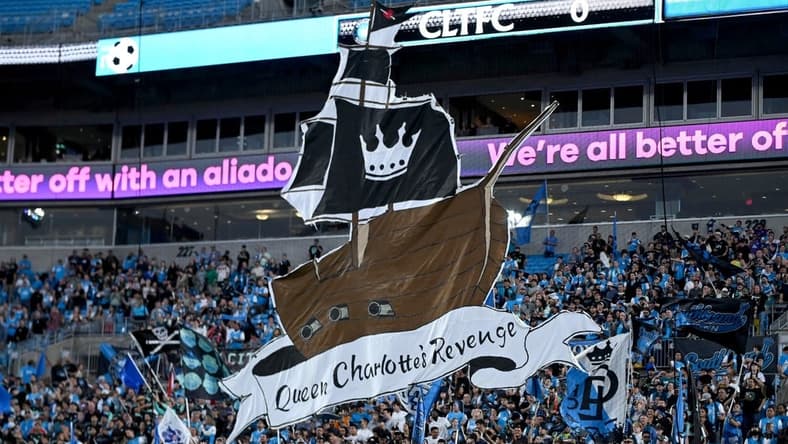 Oct 5, 2022; Charlotte, North Carolina, USA; Charlotte FC fans before a game against the Columbus Crew at Bank of America Stadium. Mandatory Credit: Griffin Zetterberg-USA TODAY Sports
