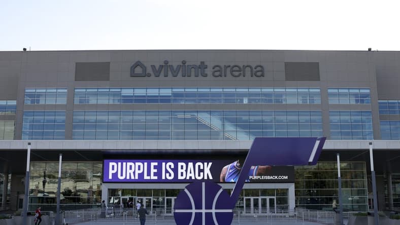 Oct 11, 2022; Salt Lake City, Utah, USA; A general view of Vivint Arena prior to a game between the Utah Jazz and the San Antonio Spurs. Mandatory Credit: Rob Gray-USA TODAY Sports