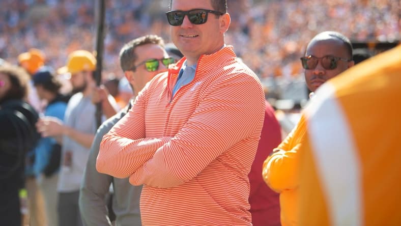 Tennessee athletic director Danny White is seen on the sidelines during a game between Tennessee and UT Martin in Neyland Stadium, Saturday, Oct. 22, 2022.
Utvsmartin1022 0987