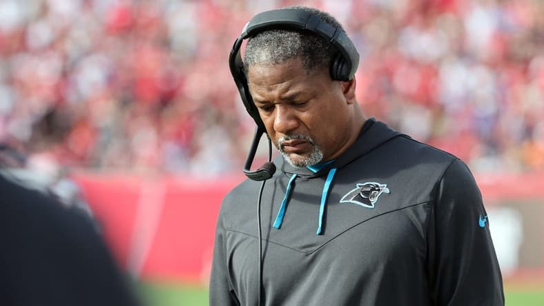 Jan 1, 2023; Tampa, Florida, USA; Carolina Panthers interm head coach Steve Wilks during the second half at Raymond James Stadium. Mandatory Credit: Kim Klement-USA TODAY Sports
