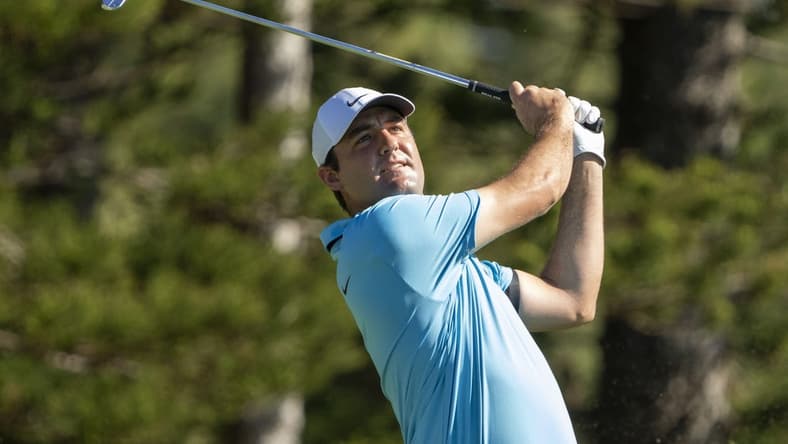 January 8, 2023; Maui, Hawaii, USA; Scottie Scheffler hits his tee shot on the second hole during the final round of the Sentry Tournament of Champions golf tournament at Kapalua Resort - The Plantation Course. Mandatory Credit: Kyle Terada-USA TODAY Sports