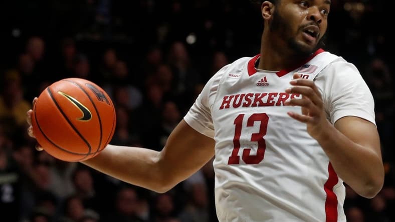 Nebraska Cornhuskers forward Derrick Walker (13) grabs a rebound during the NCAA men s basketball game against the Purdue Boilermakers, Friday, Jan. 13, 2023, at Mackey Arena in West Lafayette, Ind. Purdue won 73-55.
Purduenebraskambb011323 Am01058