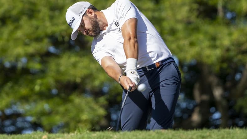 January 14, 2023; Honolulu, Hawaii, USA; Hayden Buckley hits his tee shot on the second hole during the third round of the Sony Open in Hawaii golf tournament at Waialae Country Club. Mandatory Credit: Kyle Terada-USA TODAY Sports