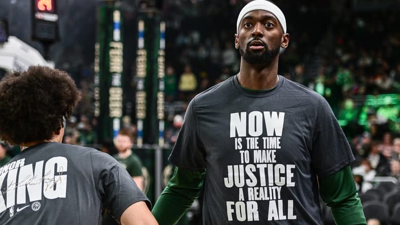 Jan 16, 2023; Milwaukee, Wisconsin, USA; Milwaukee Bucks forward Bobby Portis (9) warms up before the game against Indiana Pacers at Fiserv Forum. Mandatory Credit: Benny Sieu-USA TODAY Sports