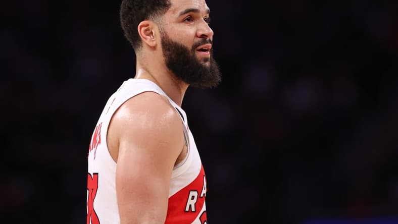 Jan 16, 2023; New York, New York, USA; Toronto Raptors guard Fred VanVleet (23) looks on during the second half against the New York Knicks at Madison Square Garden. Mandatory Credit: Vincent Carchietta-USA TODAY Sports