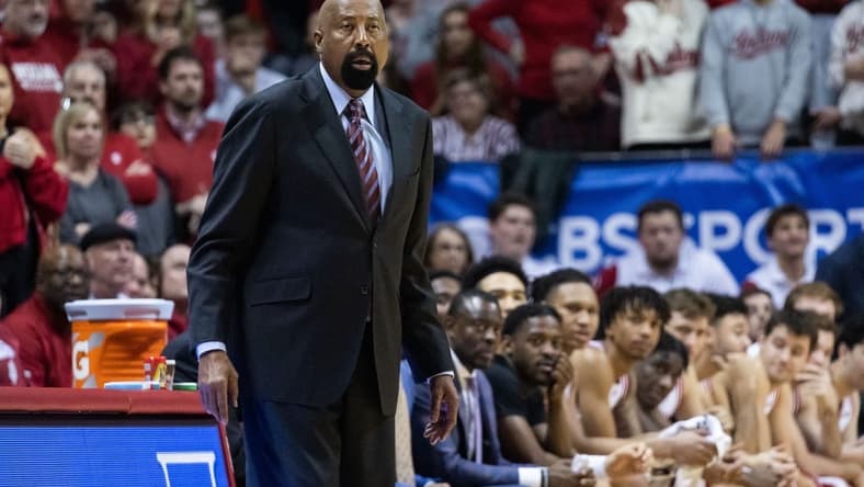 Jan 22, 2023; Bloomington, Indiana, USA; Indiana Hoosiers head coach Mike Woodson in the second half against the Michigan State Spartans at Simon Skjodt Assembly Hall. Mandatory Credit: Trevor Ruszkowski-USA TODAY Sports