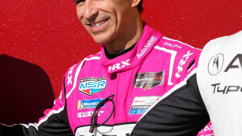 Driver Helio Castroneves waits to go on track during IMSA WeatherTech SportsCar Championship practice at Daytona International Speedway, Thursday, Jan. 26, 2023.
Rolex Practice23