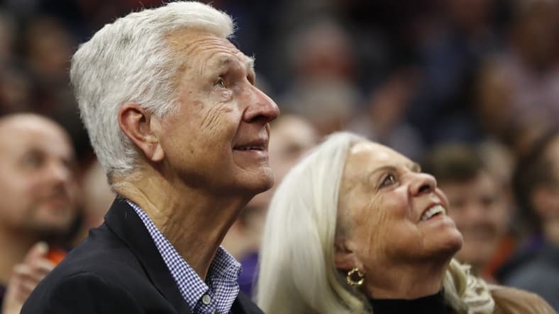 Nov 10, 2019; Charlottesville, VA, USA; Former Virginia Cavaliers head coach Terry Holland looks on from the stands against the James Madison Dukes in the second half at John Paul Jones Arena. Mandatory Credit: Geoff Burke-USA TODAY Sports
