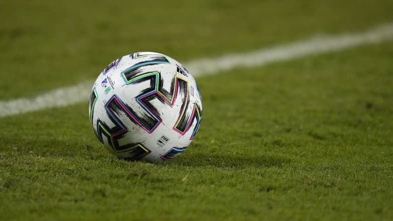 Jul 28, 2021; Orlando, Florida, USA; A general view of the match ball on the pitch during the second half between Millonarios and Atletico Nacional in the 2021 Florida Cup friendly soccer match at Camping World Stadium. Mandatory Credit: Jasen Vinlove-USA TODAY Sports
