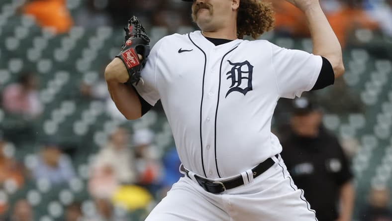 Sep 4, 2022; Detroit, Michigan, USA; Detroit Tigers relief pitcher Andrew Chafin (37) pitches in the seventh inning against the Kansas City Royals at Comerica Park. Mandatory Credit: Rick Osentoski-USA TODAY Sports