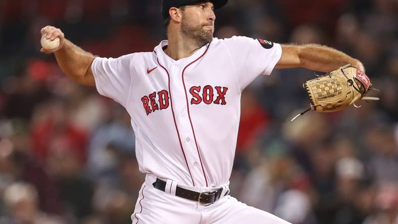 Sep 27, 2022; Boston, Massachusetts, USA; Boston Red Sox starting pitcher Michael Wacha (52) throws a pitch during the second inning against the Baltimore Orioles at Fenway Park. Mandatory Credit: Paul Rutherford-USA TODAY Sports