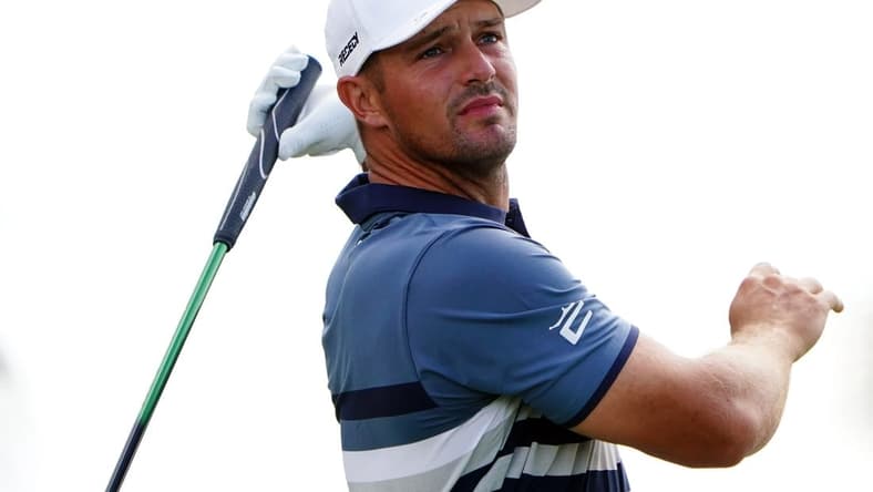 Oct 29, 2022; Miami, Florida, USA; Bryson DeChambeau plays his shot off the second tee during the second round of the season finale of the LIV Golf series at Trump National Doral. Mandatory Credit: John David Mercer-USA TODAY Sports