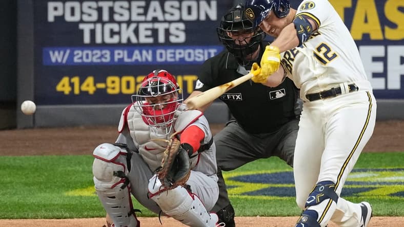 Outfielder Hunter Renfroe, who hit .255 with 29 home runs and 72 RBI in his lone season with the Brewers, was dealt to the Los Angeles Angels on Tuesday night for three pitchers.
Mjs Brewers27 14 Jpg Brewers27