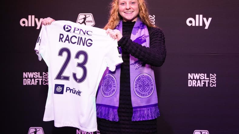 Jan 12, 2023; Philadelphia, Pennsylvania, USA; University of Alabama Riley Mattingly Parker poses for a photo after being selected by Racing Louisville FC during the NWSL Draft at Pennsylvania Convention Center. Mandatory Credit: Bill Streicher-USA TODAY Sports