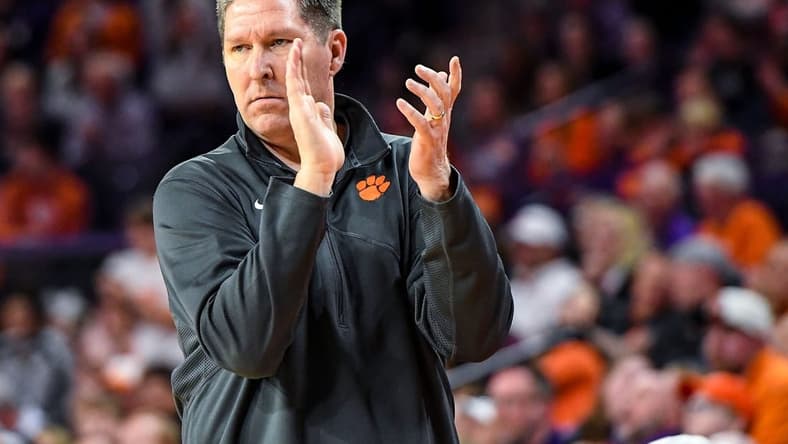 Feb 4, 2023; Clemson, South Carolina, USA; Clemson Head Coach Brad Brownell during the second half with Miami at Littlejohn Coliseum in Clemson, S.C. Saturday, Feb. 4, 2023. Mandatory Credit: Ken Ruinard-USA TODAY Sports