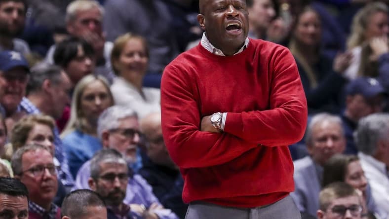 Feb 4, 2023; Cincinnati, Ohio, USA; St. John's Red Storm head coach Mike Anderson yells to his team during the first half against the Xavier Musketeers at Cintas Center. Mandatory Credit: Katie Stratman-USA TODAY Sports