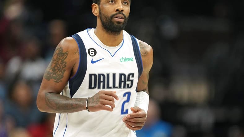 Feb 11, 2023; Sacramento, California, USA; Dallas Mavericks guard Kyrie Irving (2) during the fourth quarter against the Sacramento Kings at Golden 1 Center. Mandatory Credit: Darren Yamashita-USA TODAY Sports