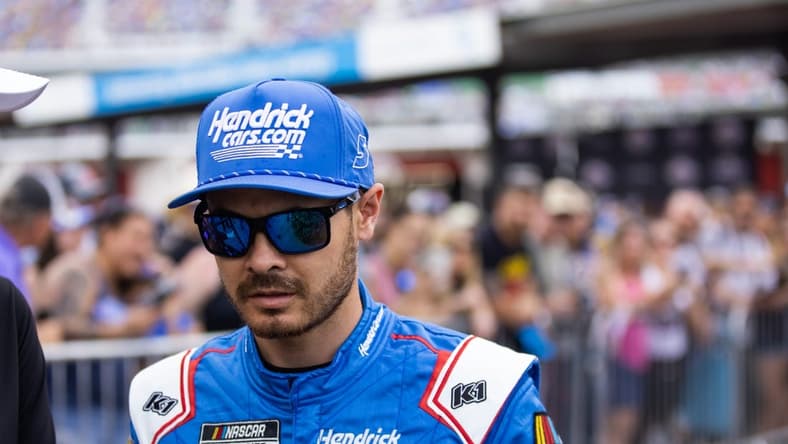 Feb 19, 2023; Daytona Beach, Florida, USA; NASCAR Cup Series driver Kyle Larson (5) during the Daytona 500 at Daytona International Speedway. Mandatory Credit: Mark J. Rebilas-USA TODAY Sports