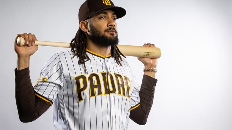 Feb 23, 2023; Peoria, AZ, USA; San Diego Padres infielder Fernando Tatis Jr poses for a portrait during photo day at Peoria Sports Complex. Mandatory Credit: Mark J. Rebilas-USA TODAY Sports