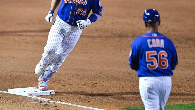 New York Mets's Pete Alonso (20) rounds third base after hitting a home run during the spring training season home opener against the Miami Marlins on Saturday, Feb. 25, 2023, in Port St. Lucie. The Mets played split squad games Saturday. The other half of the team played the Houston Astros in West Palm Beach.
Tcn Mets Opener 02
