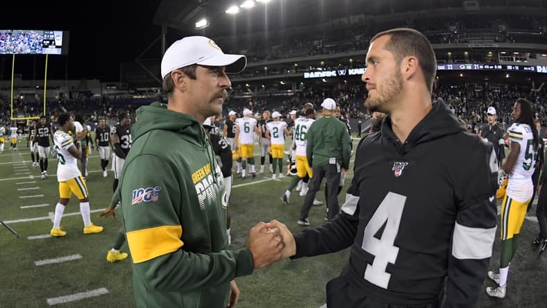 aaron rodgers, derek carr, las vegas raiders