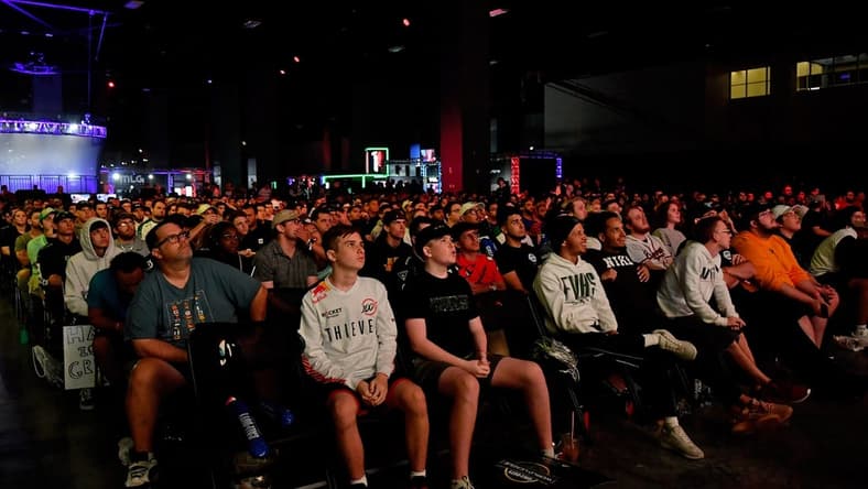 Jul 21, 2019; Miami Beach, FL, USA; Fans watch the gameplay between Reciprocity and GEN.G during the Call of Duty League Finals e-sports event at Miami Beach Convention Center. Mandatory Credit: Jasen Vinlove-USA TODAY Sports