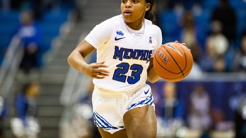 Memphis guard Jamirah Shutes (23) brings the ball up the court during a basketball game against the UConn Huskies at the Elma Neal Roane Field house on Tuesday Jan. 14, 2020
Memphis Tigers Vs Uconn Huskies
