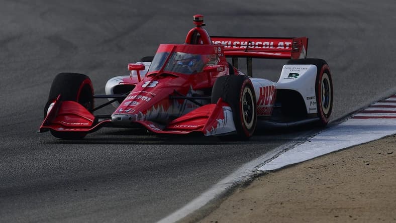 Sep 11, 2022; Salinas, California, USA; Chip Ganassi Racing driver Marcus Ericsson (8) of Sweden during morning warm up for the Grand Prix of Monterey at WeatherTech Raceway Laguna Seca. Mandatory Credit: Gary A. Vasquez-USA TODAY Sports