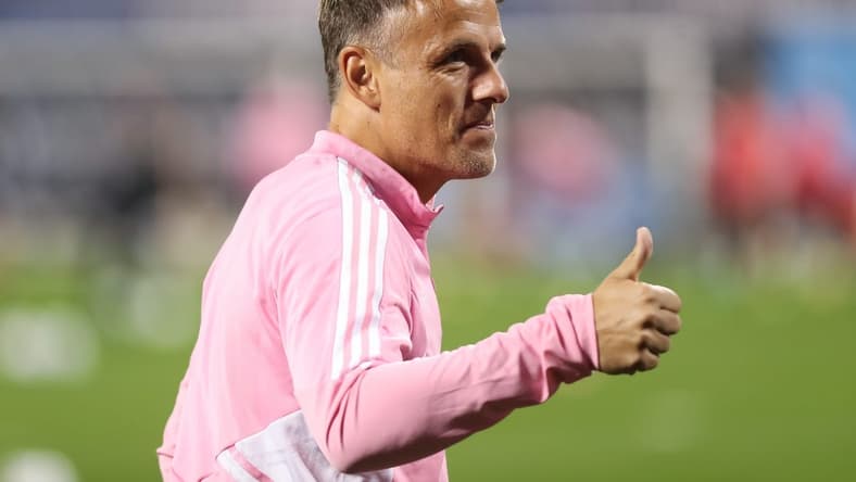 Oct 17, 2022; Flushing, New York, USA; Inter Miami head coach Phil Neville in action before the game against New York City at Citi Field. Mandatory Credit: Tom Horak-USA TODAY Sports