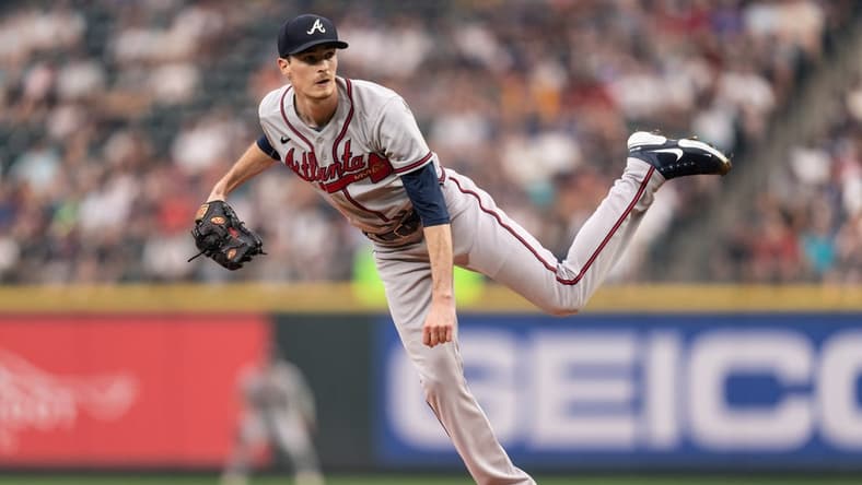Sep 10, 2022; Seattle, Washington, USA; Atlanta Braves starter Max Fried (54) delivers a pitch against the Seattle Mariners at T-Mobile Park. Mandatory Credit: Stephen Brashear-USA TODAY Sports
