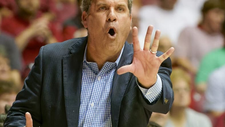 Nov 7, 2022; Tuscaloosa, Alabama, USA; Longwood Lancers head coach Griff Aldrich reacts during first half at Coleman Coliseum. Mandatory Credit: Marvin Gentry-USA TODAY Sports
