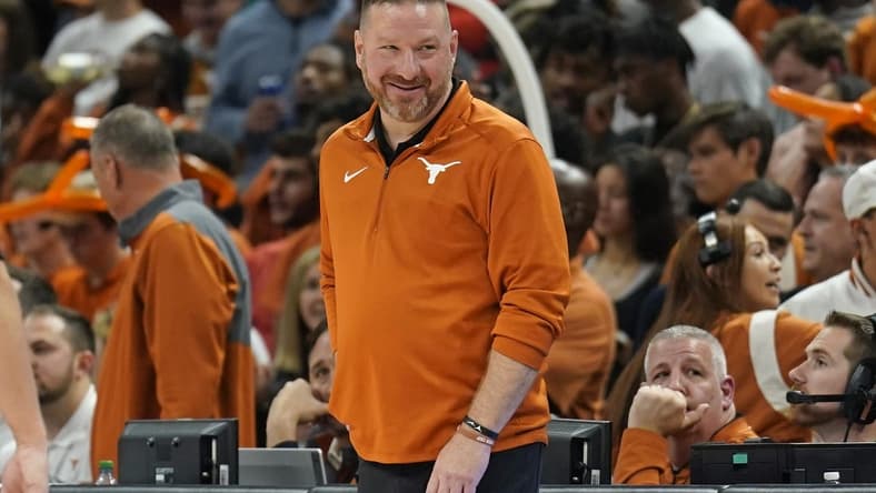 Dec 1, 2022; Austin, Texas, USA; Texas Longhorns head coach Chris Beard reacts during the second half against the Creighton Bluejays at Moody Center. Mandatory Credit: Scott Wachter-USA TODAY Sports