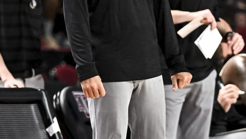 Dec 20, 2022; College Station, Texas, USA; Wofford Terriers interim head coach Dwight Perry reacts during the second half against the Texas A&M Aggies at Reed Arena. Mandatory Credit: Maria Lysaker-USA TODAY Sports
