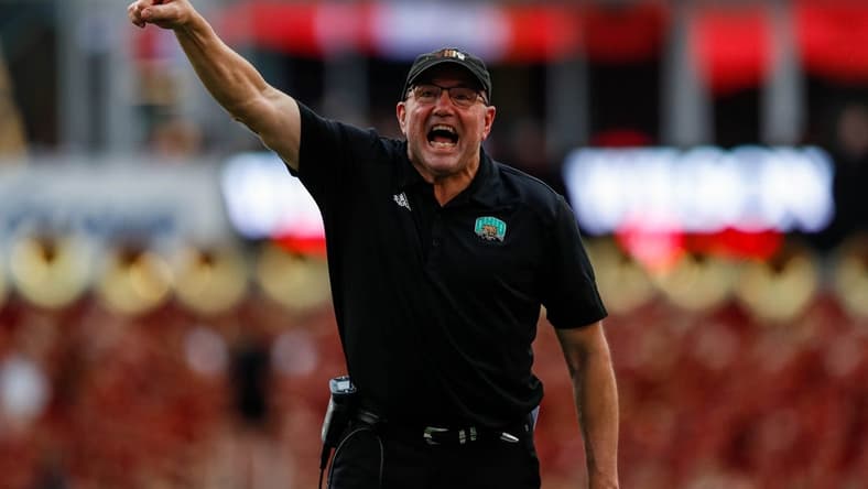 Ohio head coach Tim Albin reacts to a call during the game at Jack Trice Stadium in Ames, Iowa on Saturday, Sept. 17, 2022. The Cyclones defeated the Bobcats, 43-10.
Syndication The Des Moines Register
Syndication The Columbus Dispatch