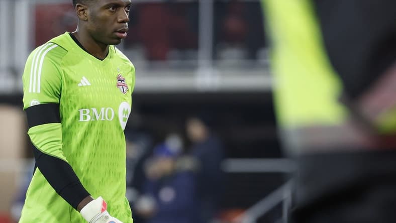 Feb 25, 2023; Washington, District of Columbia, USA; Toronto FC goalkeeper Sean Johnson (1) leaves the field after the game against D.C. United at Audi Field. Mandatory Credit: Geoff Burke-USA TODAY Sports