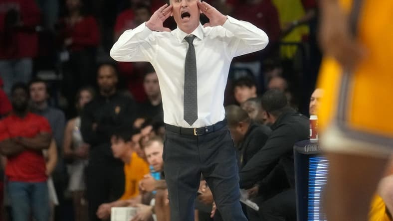 Arizona State Sun Devils head coach Bobby Hurley yells out to his team as they take on the Arizona Wildcats at McKale Center in Tucson on Feb. 25, 2023.
Basketball Asu Ua Mbb Arizona State At Arizona