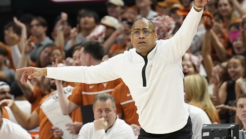 Mar 4, 2023; Austin, Texas, USA; Texas Longhorns interim head coach Rodney Terry signals to players during the second half against the Kansas Jayhawks at Moody Center. Mandatory Credit: Scott Wachter-USA TODAY Sports