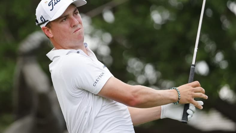 Mar 5, 2023; Orlando, Florida, USA;  Justin Thomas hits his drive on the first hole during the final round of the Arnold Palmer Invitational golf tournament. Mandatory Credit: Reinhold Matay-USA TODAY Sports