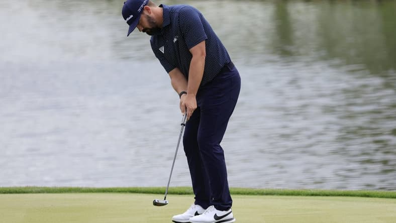 Chad Ramey putts on hole 18 during the first round of The Players golf tournament Thursday, March 9, 2023 at TPC Sawgrass in Ponte Vedra Beach, Fla. [Corey Perrine/Florida Times-Union]

Ramey