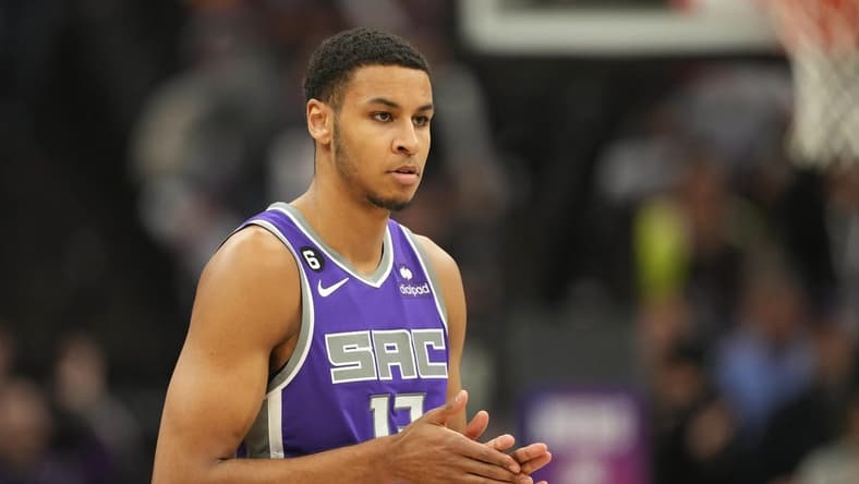 Mar 25, 2023; Sacramento, California, USA; Sacramento Kings forward Keegan Murray (13) before the game against the Utah Jazz at Golden 1 Center. Mandatory Credit: Darren Yamashita-USA TODAY Sports