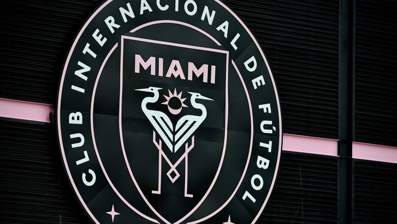 Aug 22, 2020; Fort Lauderdale, FL, Fort Lauderdale, FL, USA; A general view of the Inter Miami logo outside of Inter Miami CF Stadium prior to the match between the Inter Miami and the Orlando City. Mandatory Credit: Jasen Vinlove-USA TODAY Sports