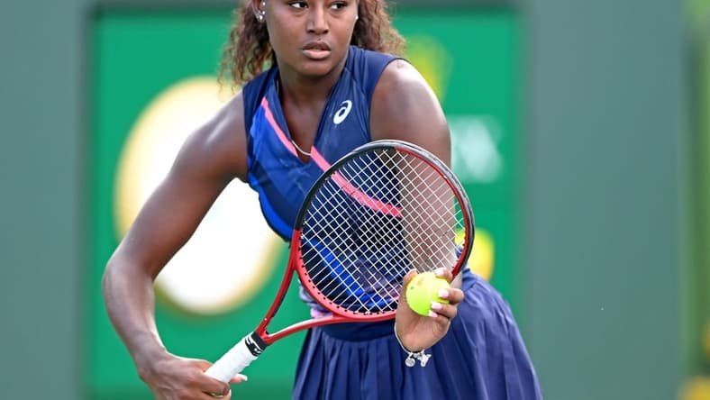 Oct 4, 2021; Indian Wells, CA, USA; Alycia Parks (USA) during her first round qualifying match against Leonnie Kung (not pictured) at the Indian Wells Tennis Garden. Mandatory Credit: Jayne Kamin-Oncea-USA TODAY Sports