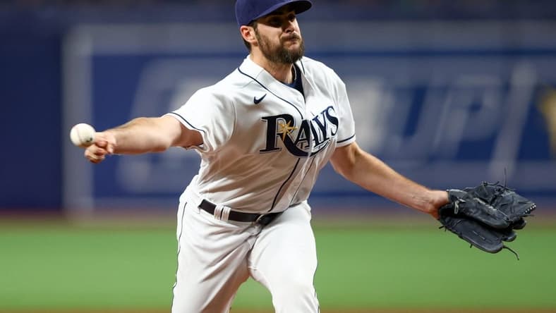 Jul 15, 2022; St. Petersburg, Florida, USA;  Tampa Bay Rays relief pitcher Ryan Thompson (81) throws against the Baltimore Orioles in the seventh inning at Tropicana Field. Mandatory Credit: Nathan Ray Seebeck-USA TODAY Sports