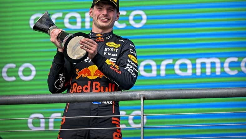 Oct 23, 2022; Austin, Texas, USA; Red Bull Racing Limited driver Max Verstappen (1) of Team Netherlands celebrates winning the U.S. Grand Prix F1 race at Circuit of the Americas. Mandatory Credit: Jerome Miron-USA TODAY Sports