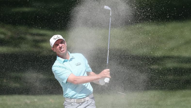 Steven Alker hits out of a greenside bunker on the 11th hole during the Galleri Classic at Mission Hills Country Club in Rancho Mirage, March 26, 2023.
Galleri Classic Sunday 9